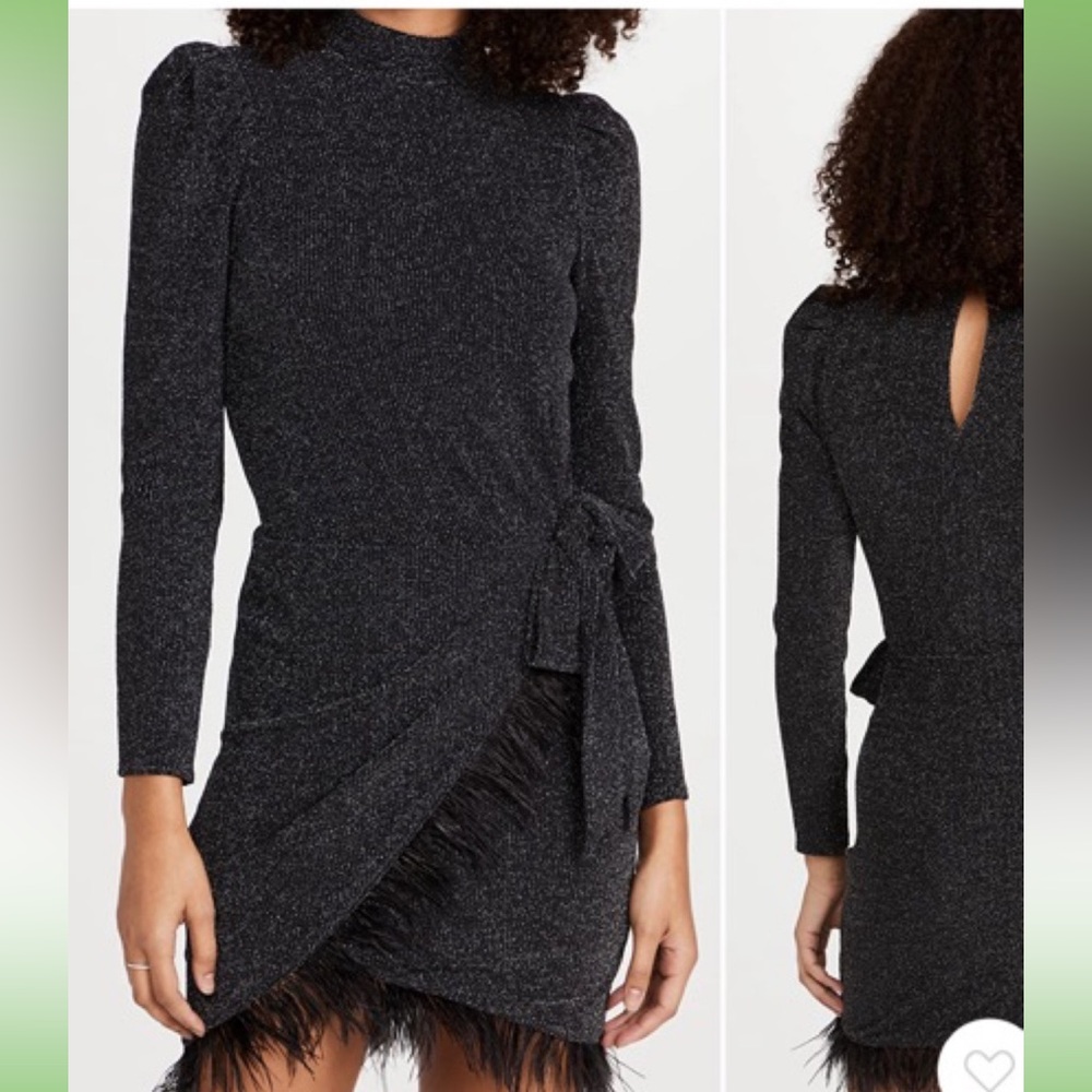 SAYLOR NEW YORK - sparkle and feather mini dress